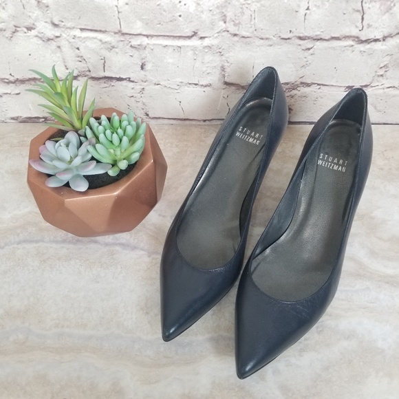 Stuart Weitzman Navy Cindy 45 Kitten 